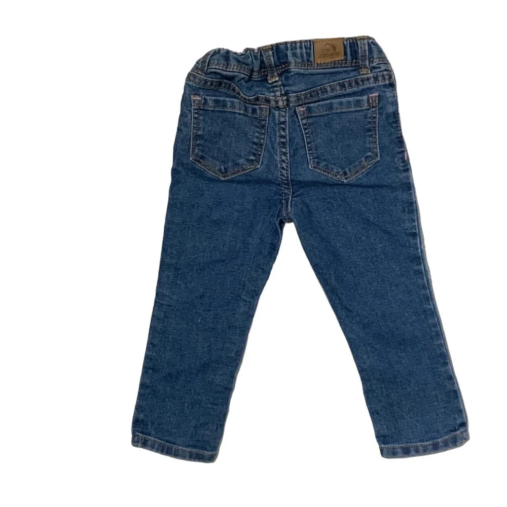 Jordache Jean Retro Hippie 60’s Distressed Dark Wash Embroidered Patches Girl 2T